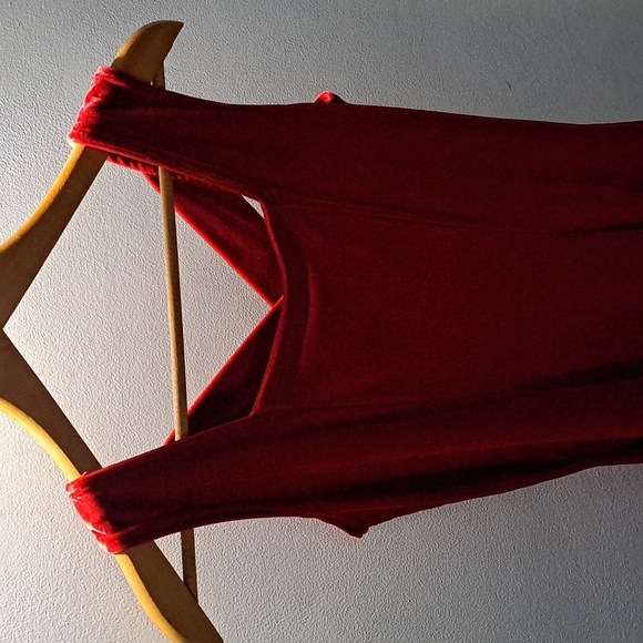 Vintage Red Velvet Fit and Flare Dress - Picture 2 of 4